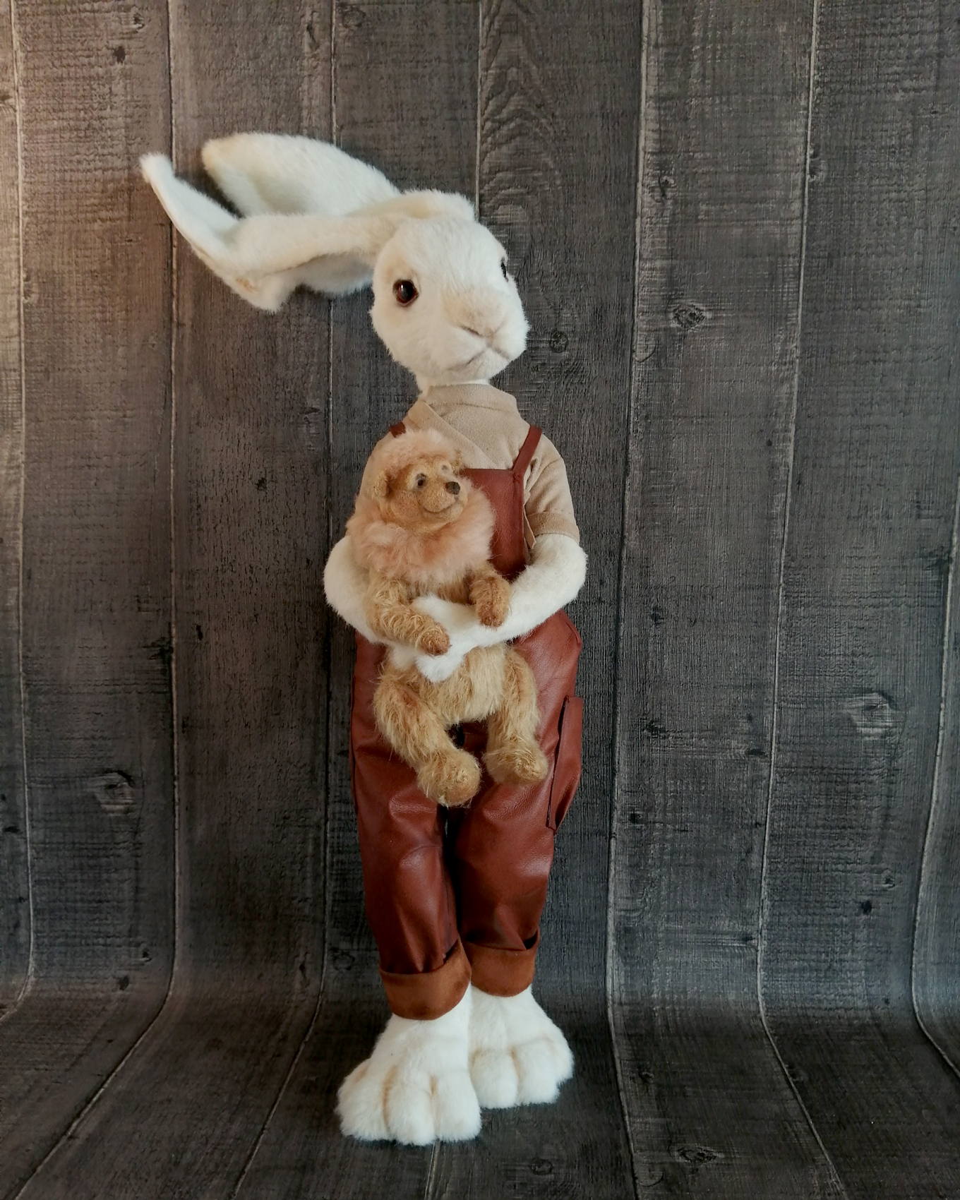 Toy hare with a dog