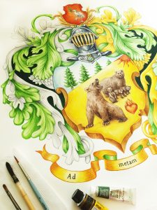 сім'я ведмедів на родинному гербі