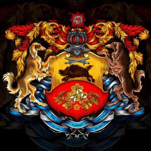 Family coat of arms with dogs