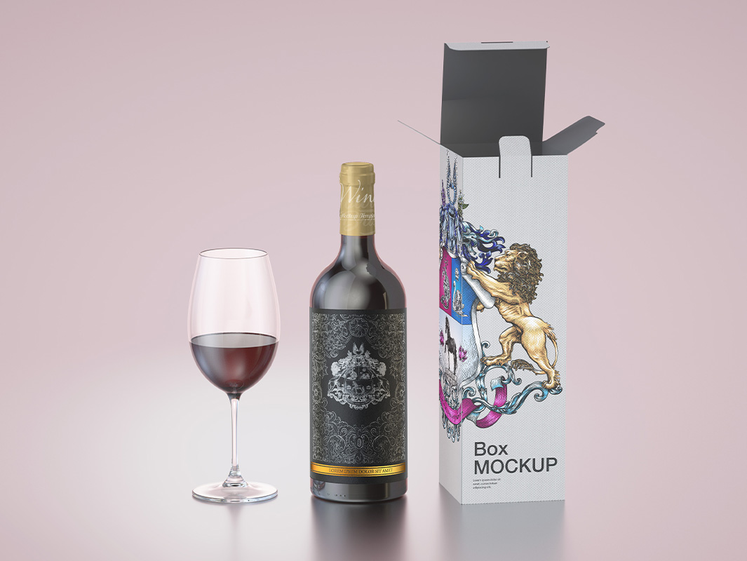 Wine bottle design with coat of arms