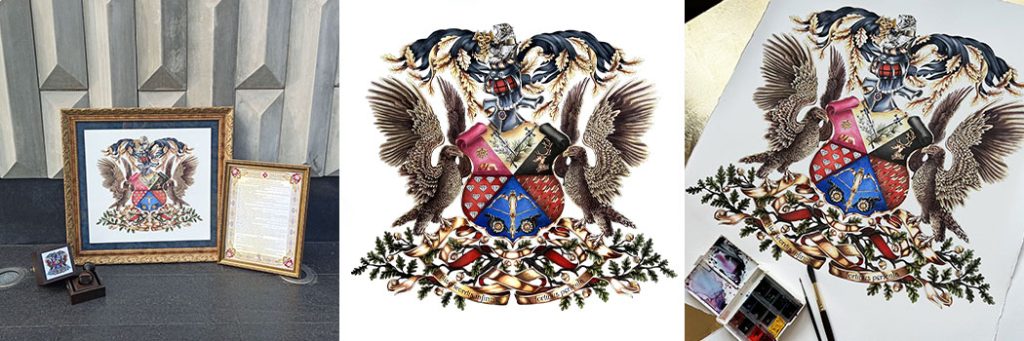 modern family coat of arms with a polar bear