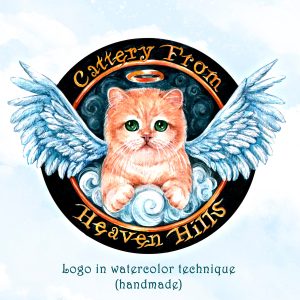 watercolor logo wings and british cat