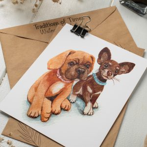 order a watercolor portrait of dog pets