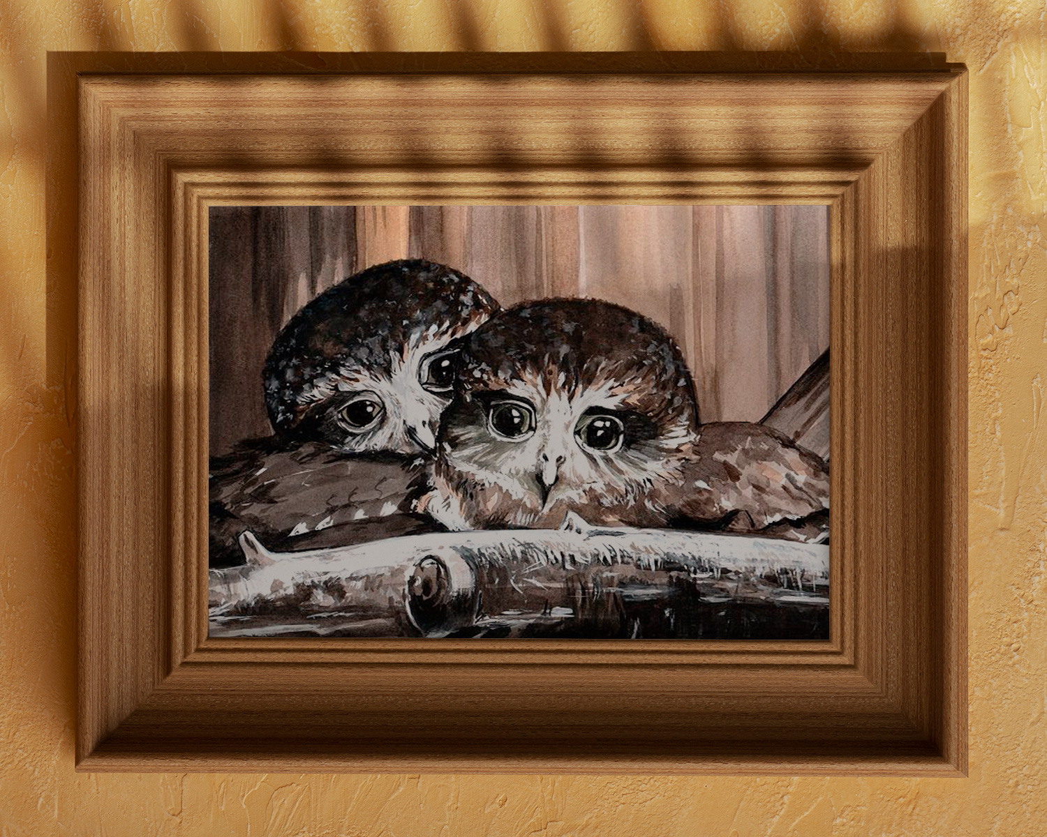 акварельная картина на стену с совами