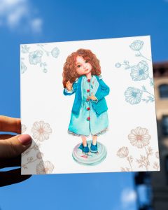 custom watercolor illustration with a doll