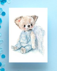 watercolor illustration teddy bear angel