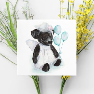watercolor illustration toy puppy in teddy style