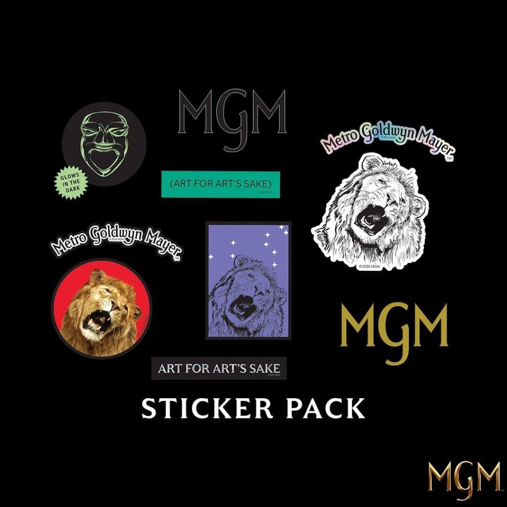 Стікери студії MGM, варіанти логотипу Metro Goldwyn Mayer