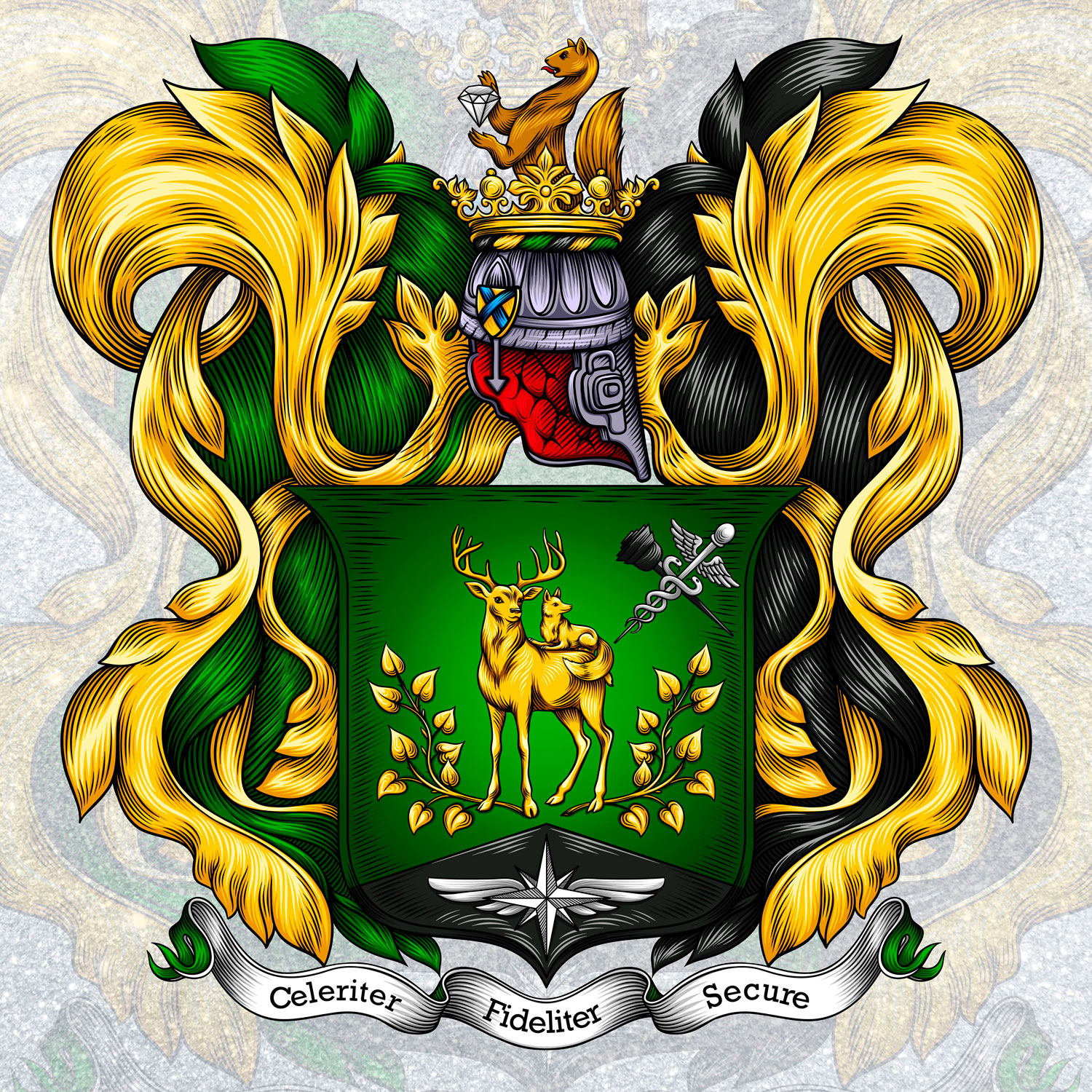 Beautiful coat of arms with a deer Art Studio Traditions Of Times 