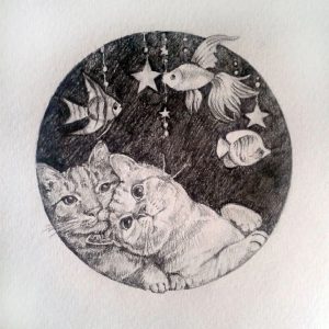 эскиз рисунок кота карандашом иллюстрация