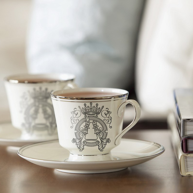 tea set with logo in monogram style