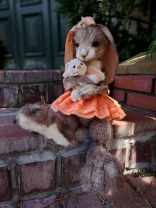 collectible handmade toy rabbit ballerina in teddy style
