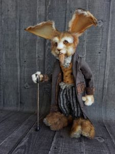 іграшка кролик тедді з тростиною старий ручної роботи