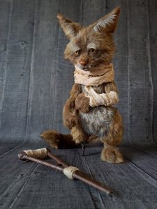 original author's toys in the style of Teddy cat with plaster