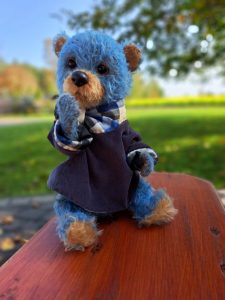 блакитний ведмідь тедді - авторська колекційна іграшка на замовлення