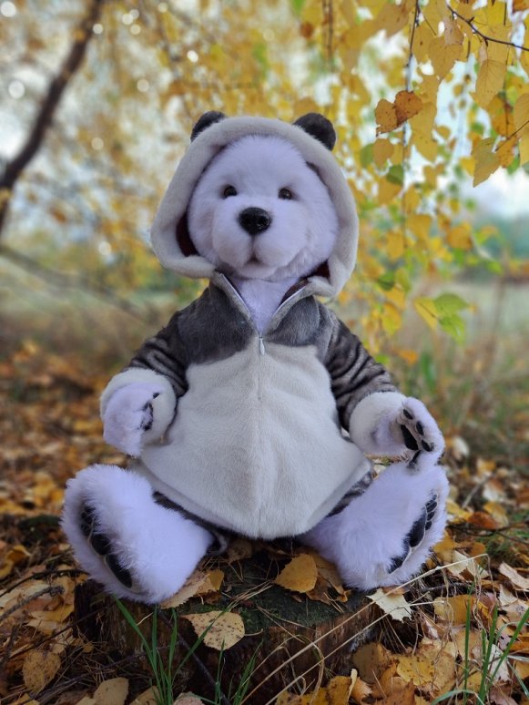 белый медведь тедди - коллекционная авторская игрушка ручной работы