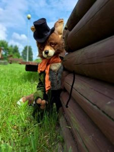 collectible toy fox in handmade costume