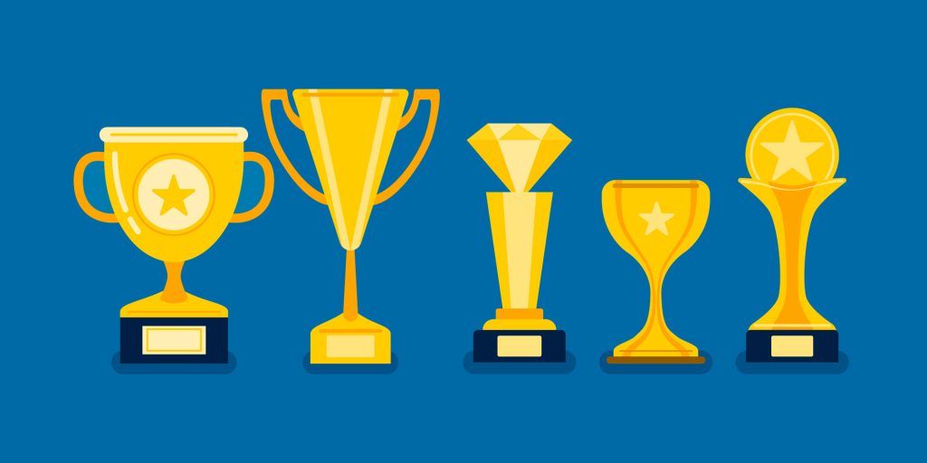 vector illustration of gold cups and awards
